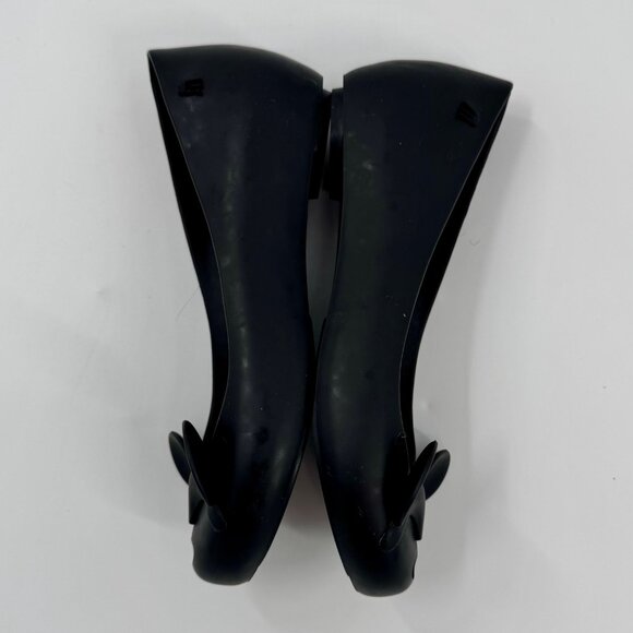 Melissa Mickey & Minnie Mouse Black Peep Toe Flats - Womens Size 5 - Picture 4 of 10